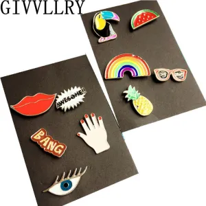 1 Set Bird Lip Fashion Cartoon Enamel Mini Button Brooch Pin Jewelry Accessories For Women Shirt Collar Pin Brooches Badge Gift