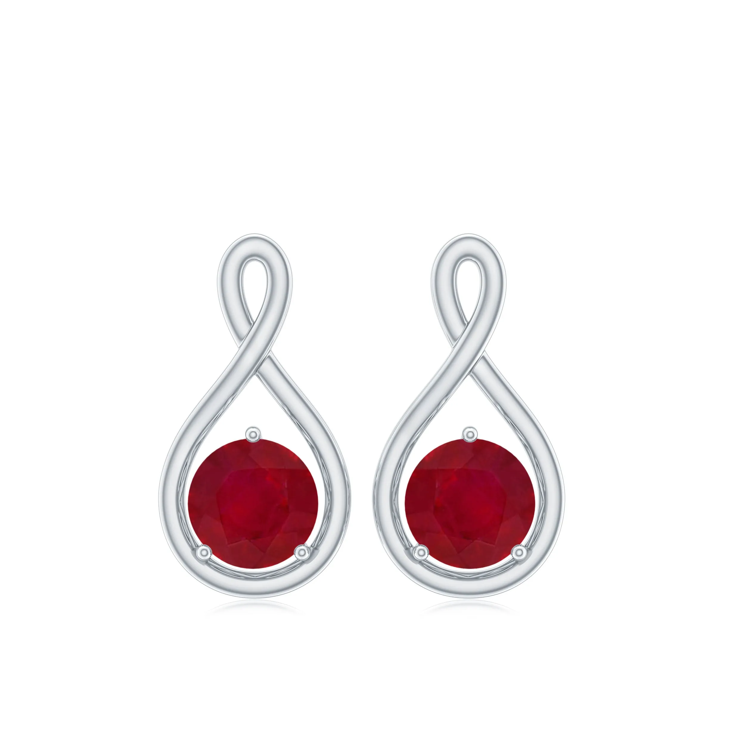 1/2 CT Round Cut Ruby Solitaire Infinity Stud Earrings