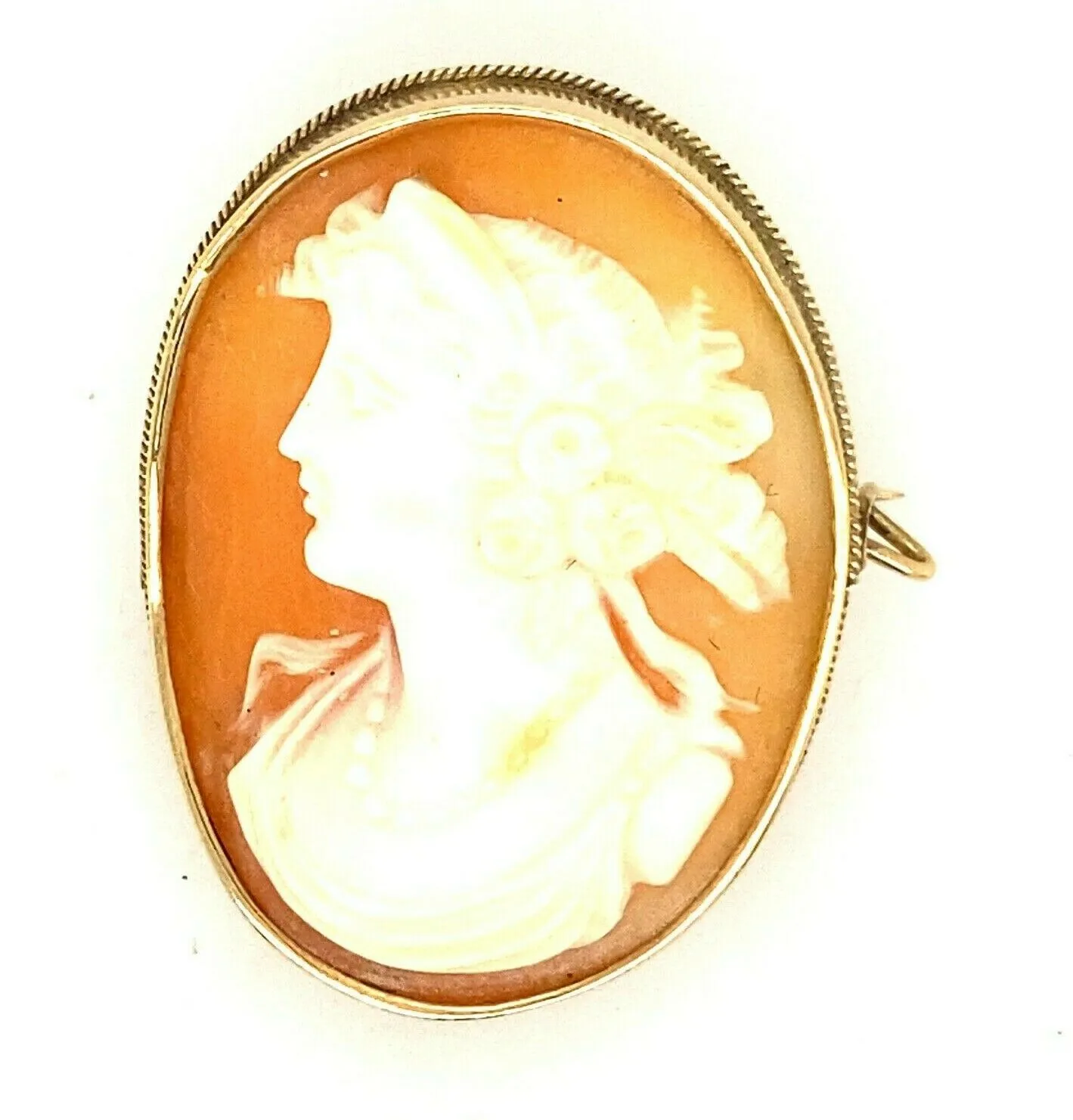 14ct Yellow Gold Portrait Cameo Brooch