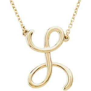 14K Yellow Script Initial A 16" Necklace