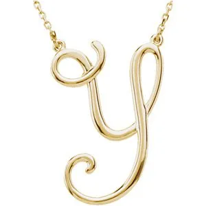 14K Yellow Script Initial A 16" Necklace