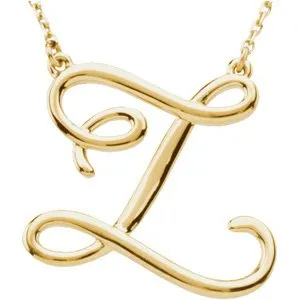 14K Yellow Script Initial A 16" Necklace