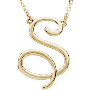 14K Yellow Script Initial A 16" Necklace