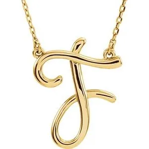 14K Yellow Script Initial A 16" Necklace