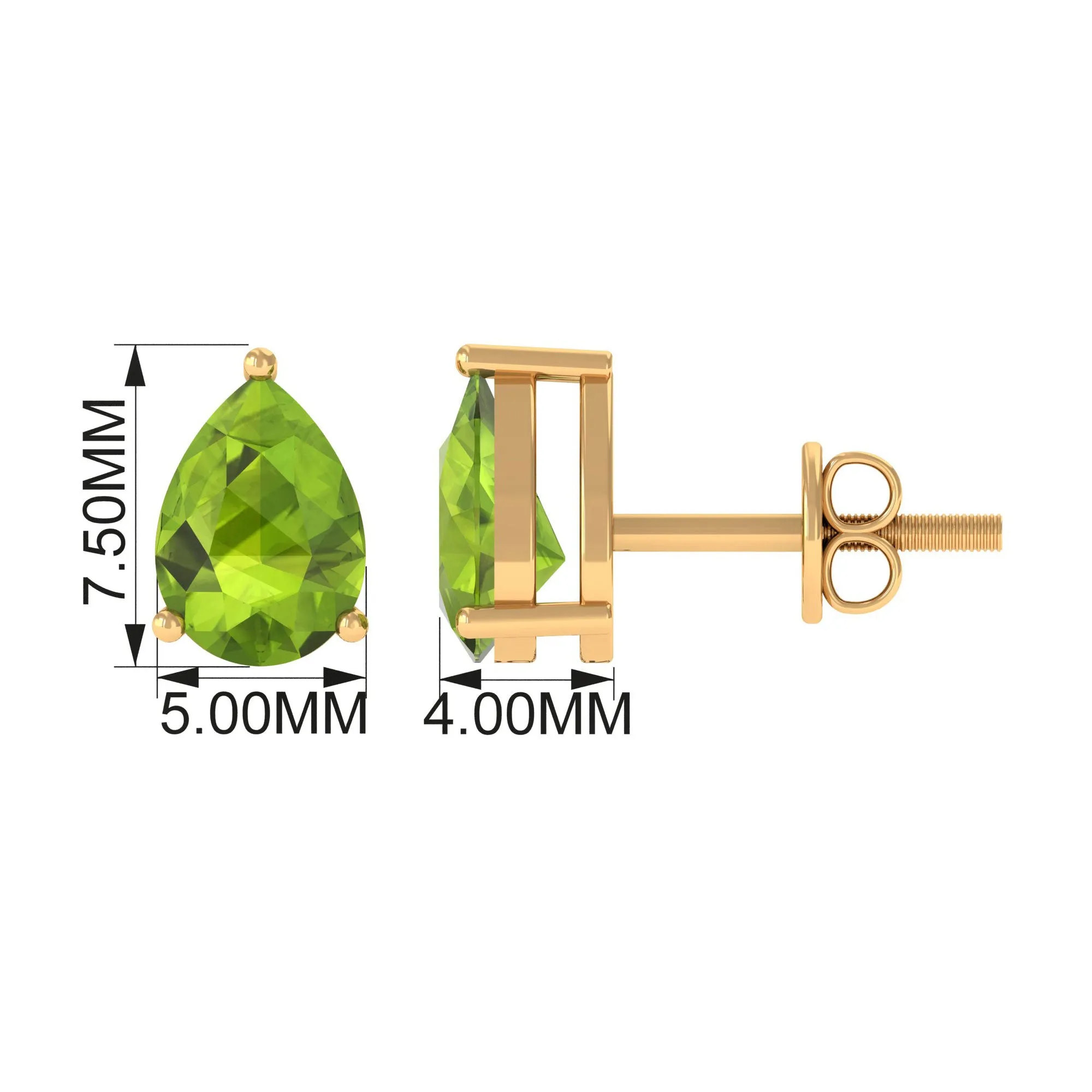 1.5 CT Pear Cut Peridot Solitaire Earrings