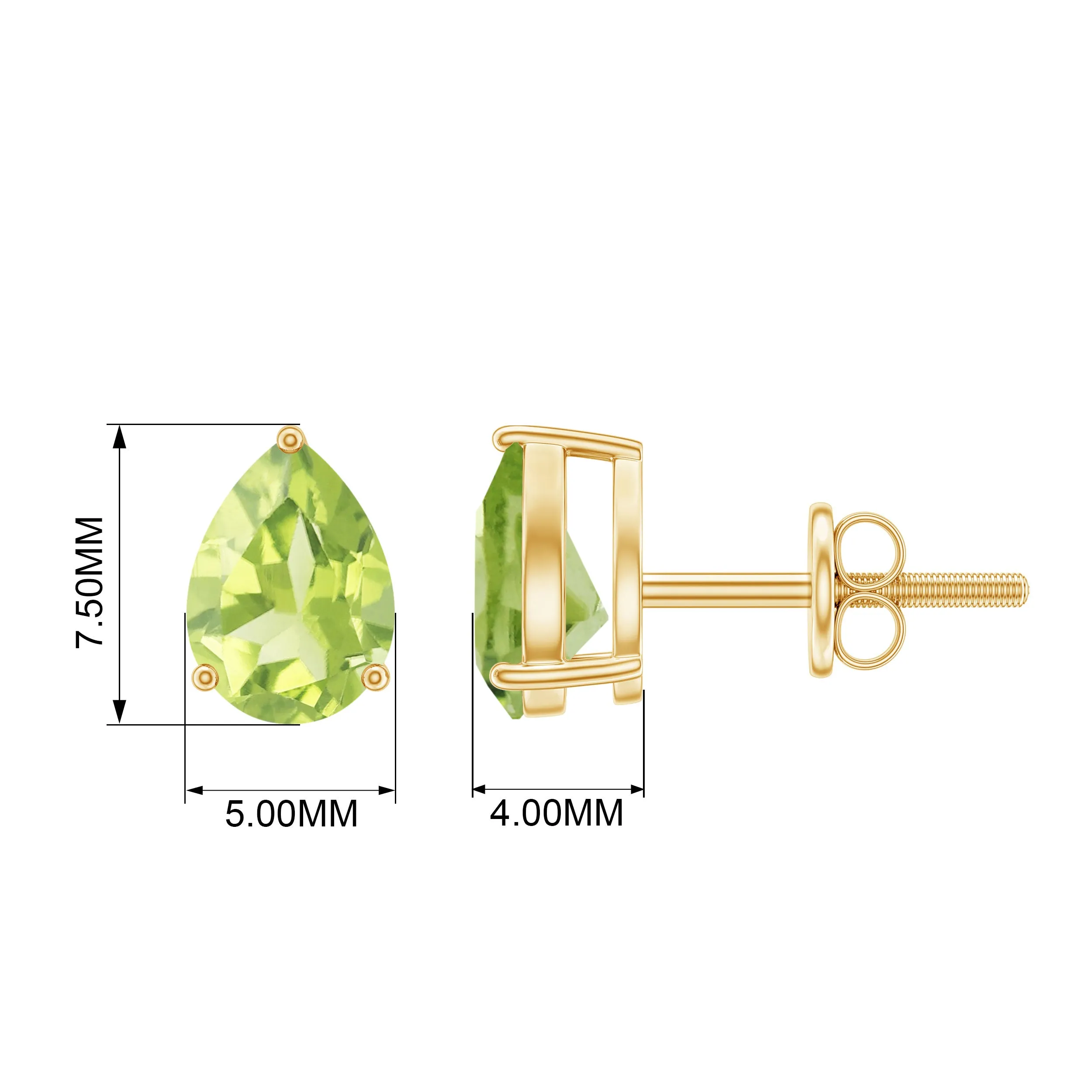 1.5 CT Pear Cut Peridot Solitaire Earrings