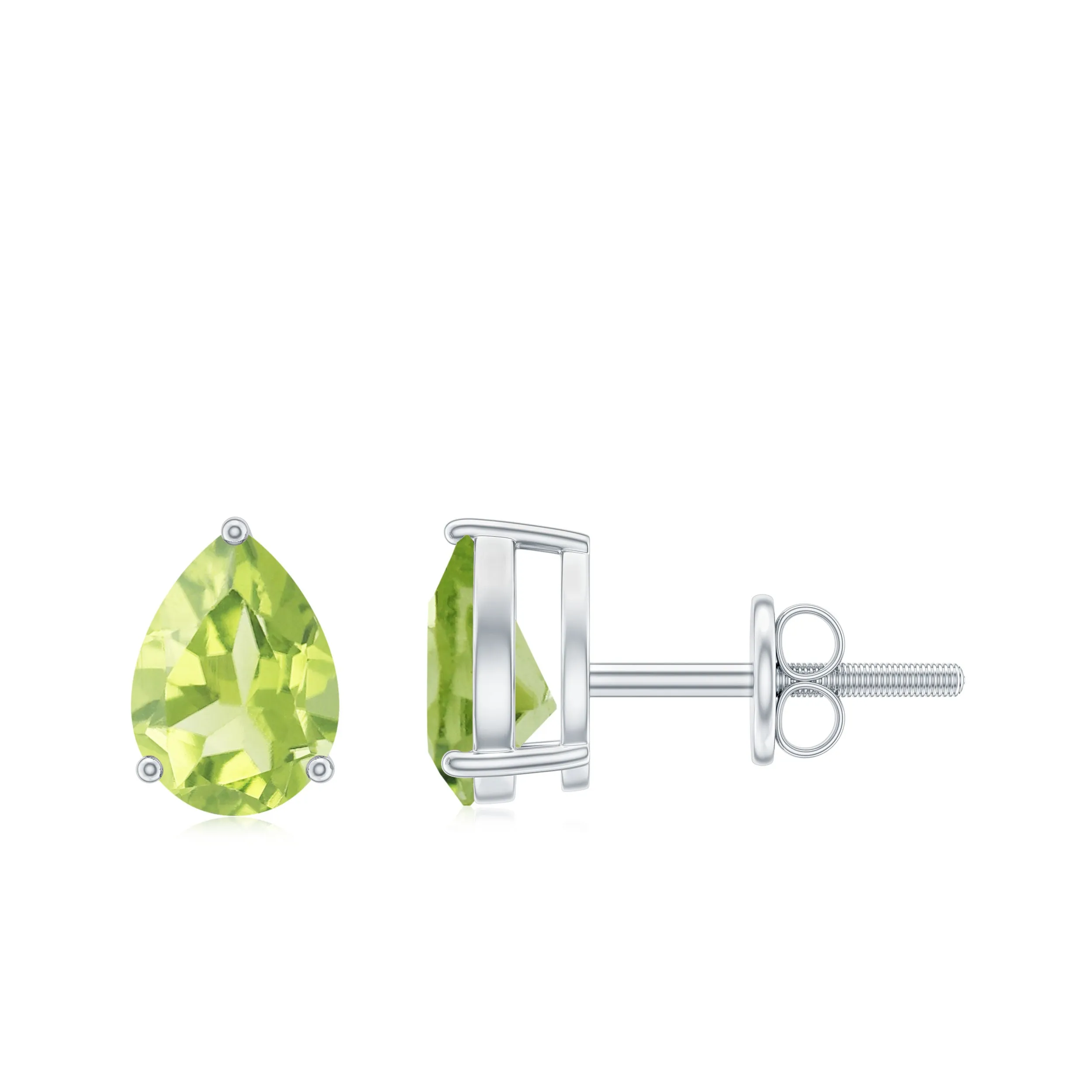 1.5 CT Pear Cut Peridot Solitaire Earrings