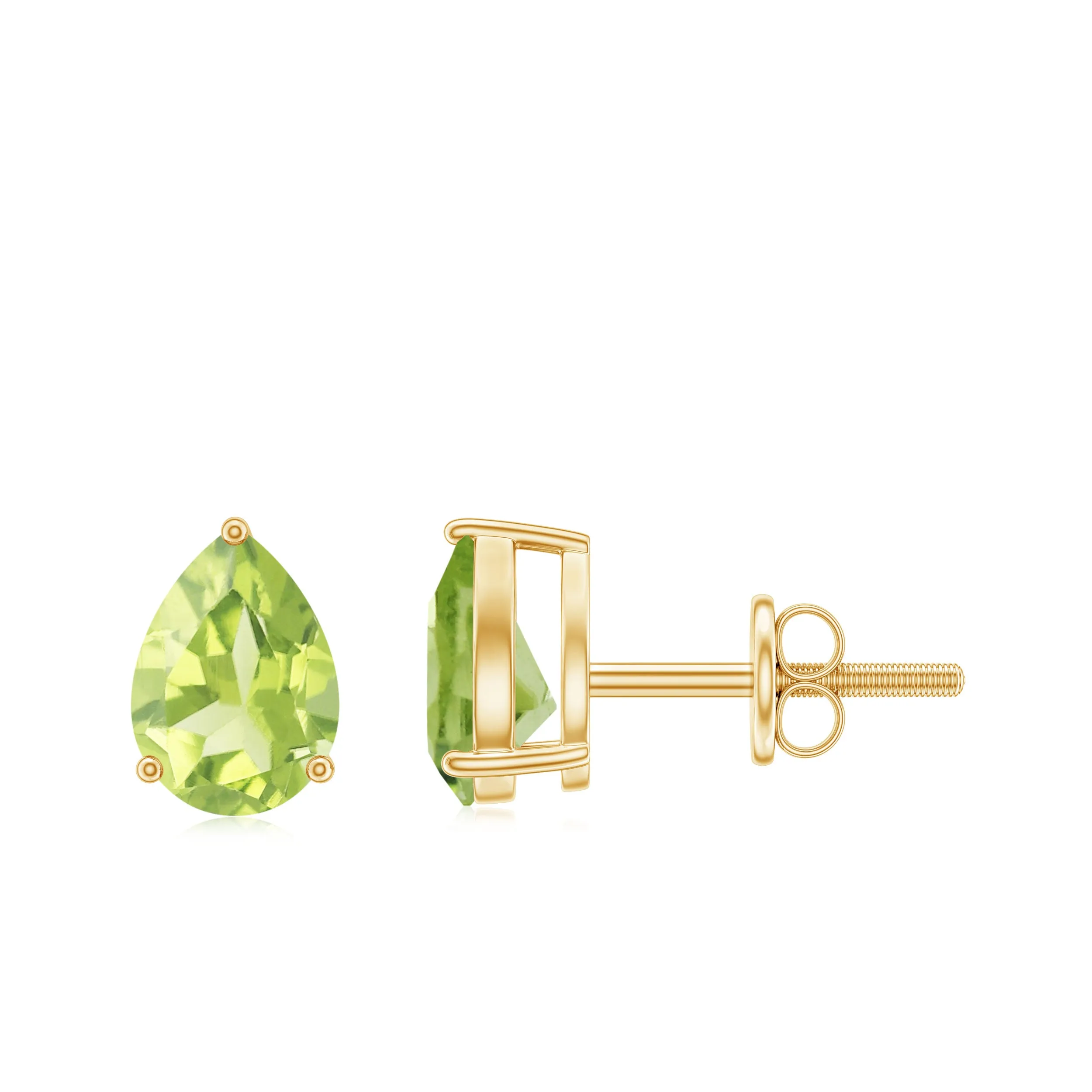 1.5 CT Pear Cut Peridot Solitaire Earrings