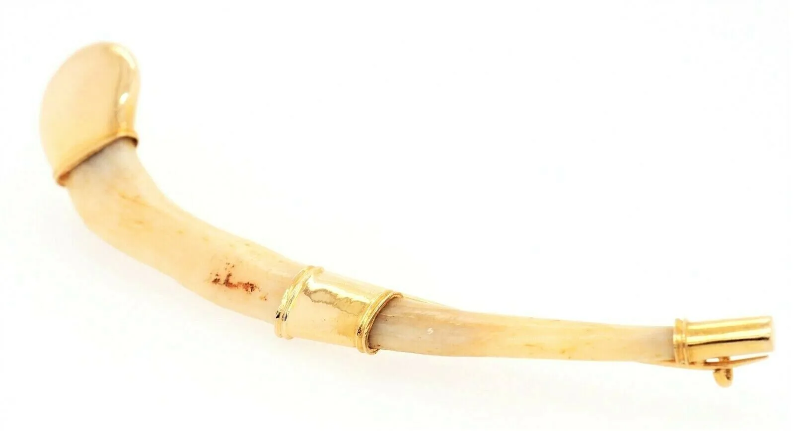 18ct Yellow Gold Curved Boar Tusk Brooch