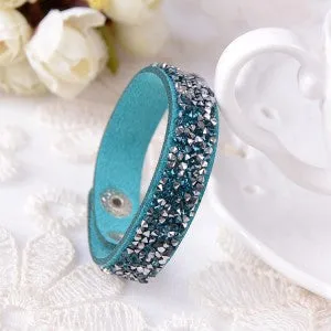 2015 Hot Selling New Fashion 6 Layer Wrap Bracelets Slake Leather Bracelets With Crystals Couple Jewelry free shipping