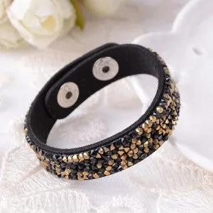 2015 Hot Selling New Fashion 6 Layer Wrap Bracelets Slake Leather Bracelets With Crystals Couple Jewelry free shipping