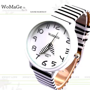 2017 New Top Brand Womage Simple Designer Zebra Crossing Stripe Cow Leather Wrist Watches Girl Children Popular Quartz Clock