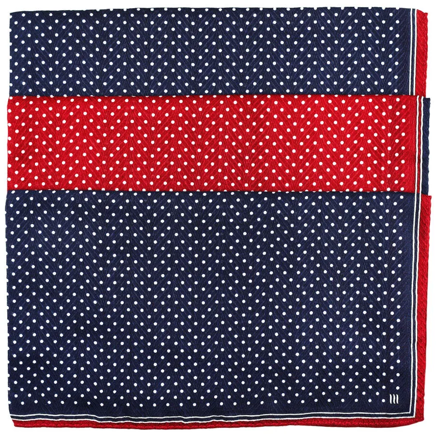 3x Dotted Cotton Handkerchief Set - Navy / Cherry / Navy