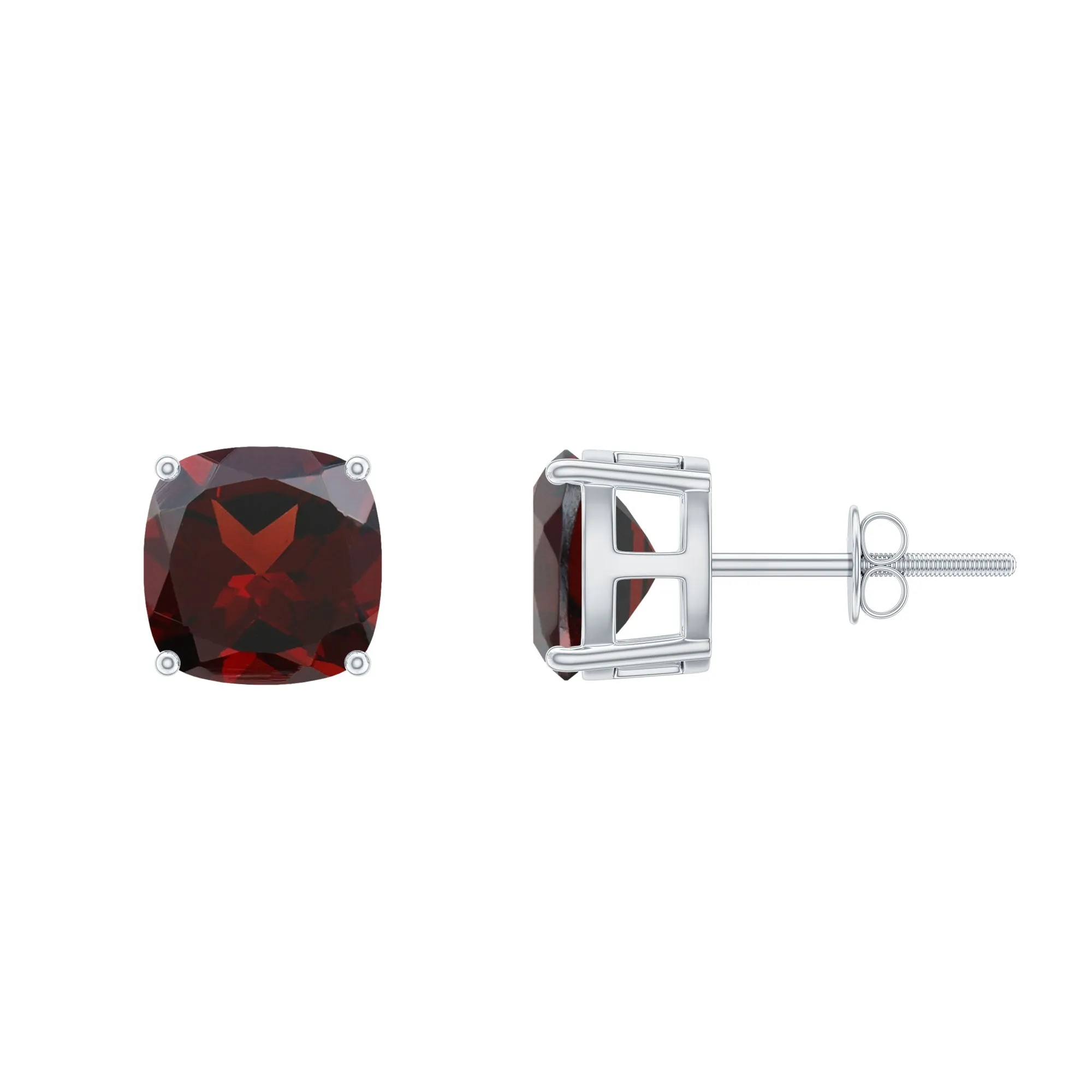 4.25 CT Cushion Cut Garnet Solitaire Stud Earring