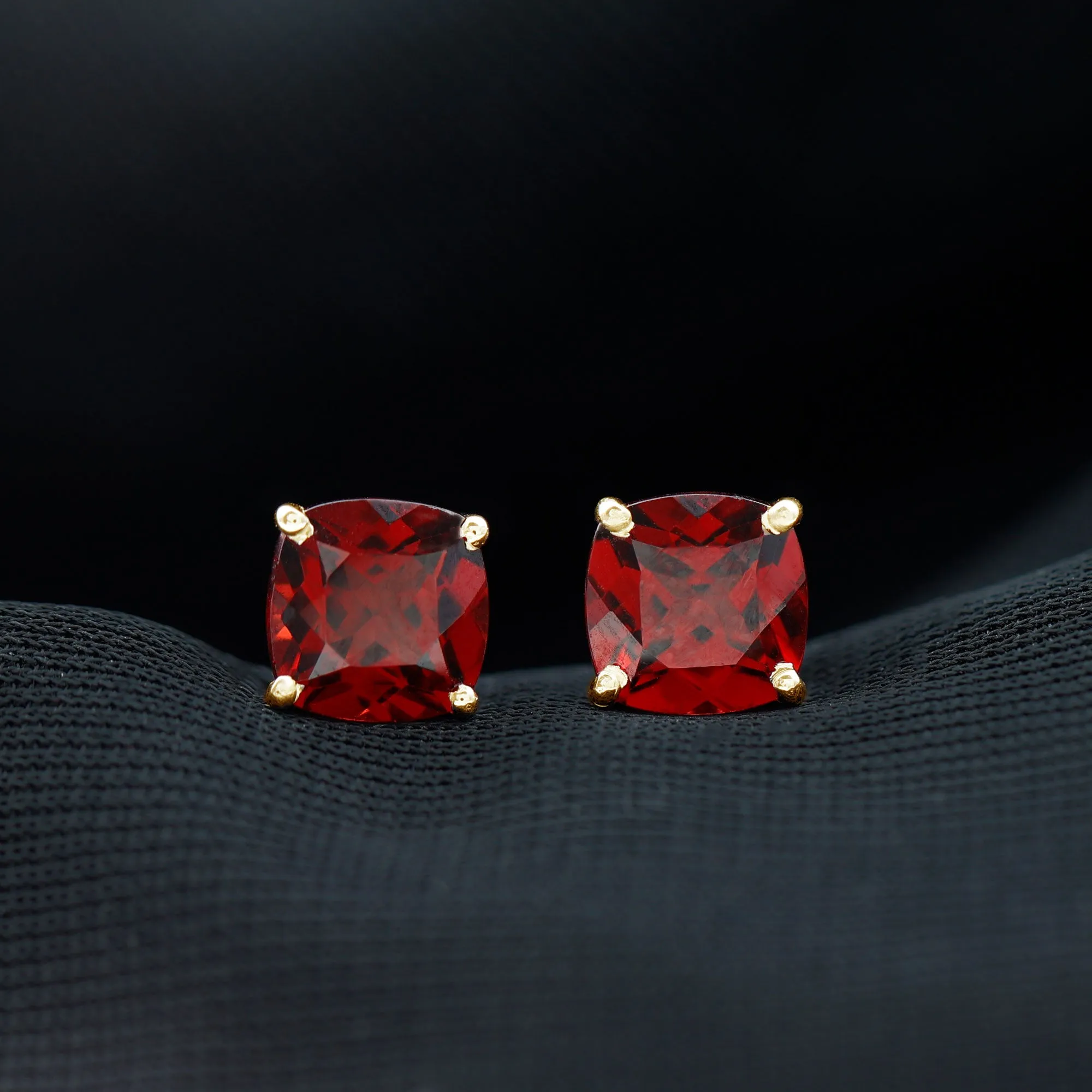 4.25 CT Cushion Cut Garnet Solitaire Stud Earring