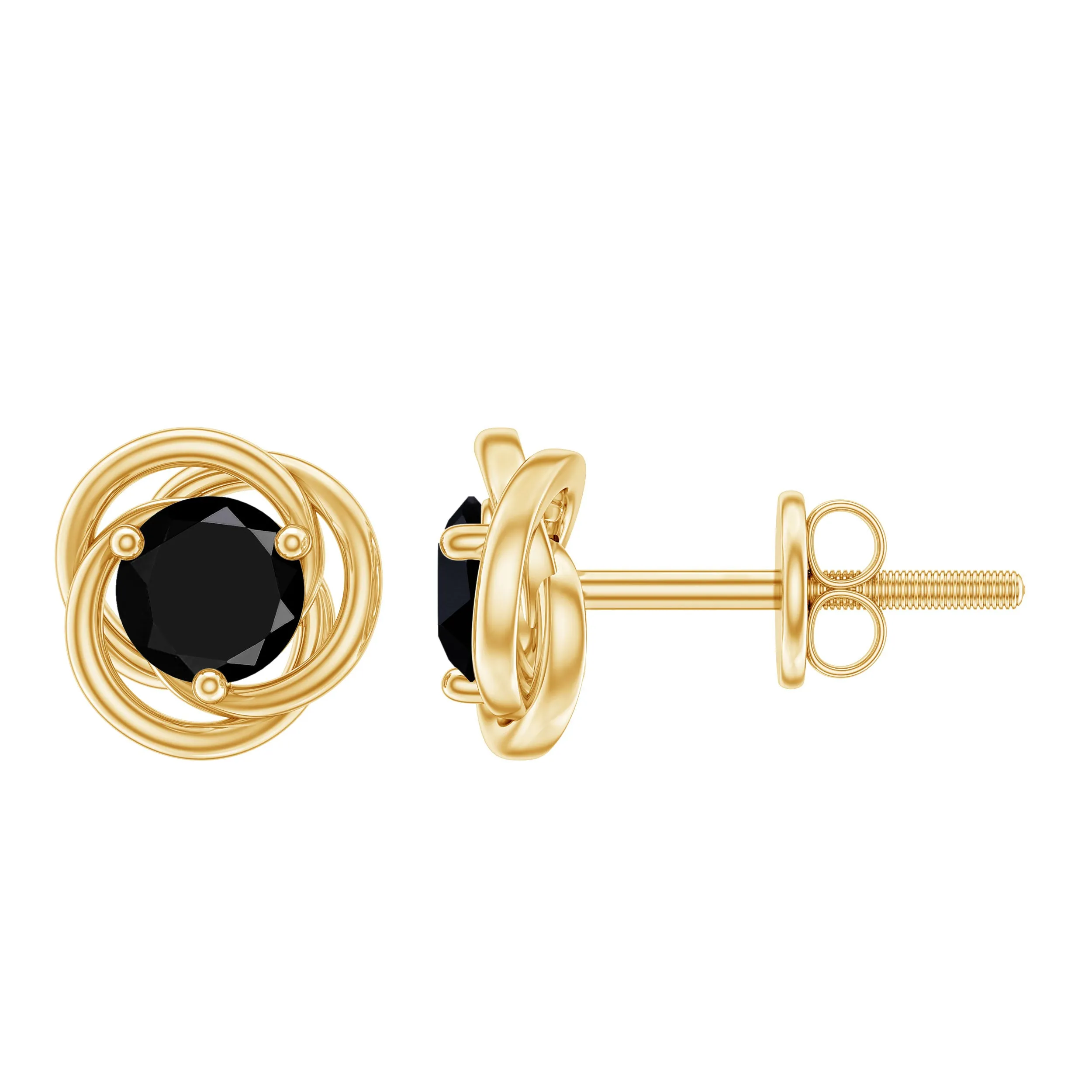 5 MM Lab Created Black Diamond Solitaire Swirl Stud Earrings