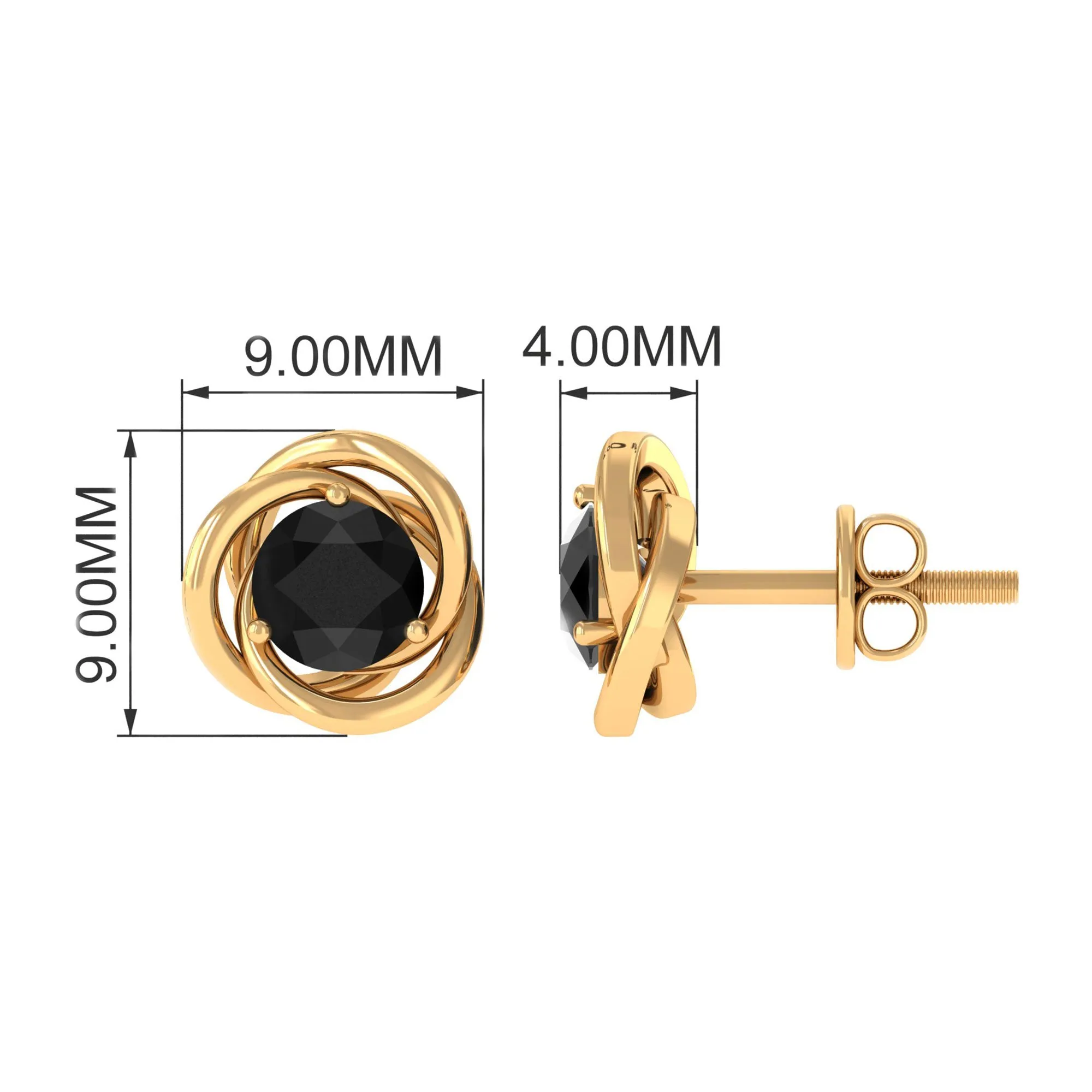 5 MM Lab Created Black Diamond Solitaire Swirl Stud Earrings