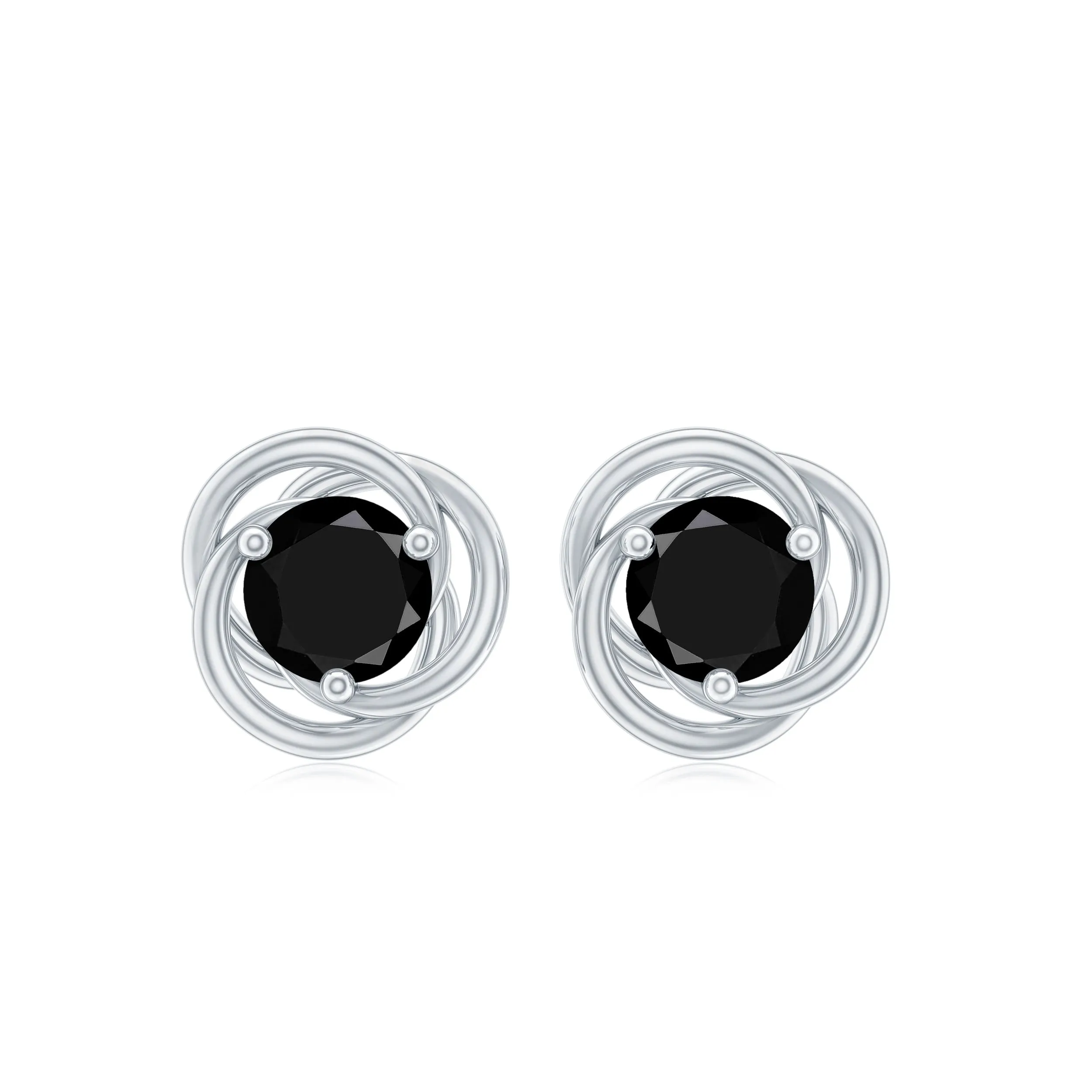 5 MM Lab Created Black Diamond Solitaire Swirl Stud Earrings