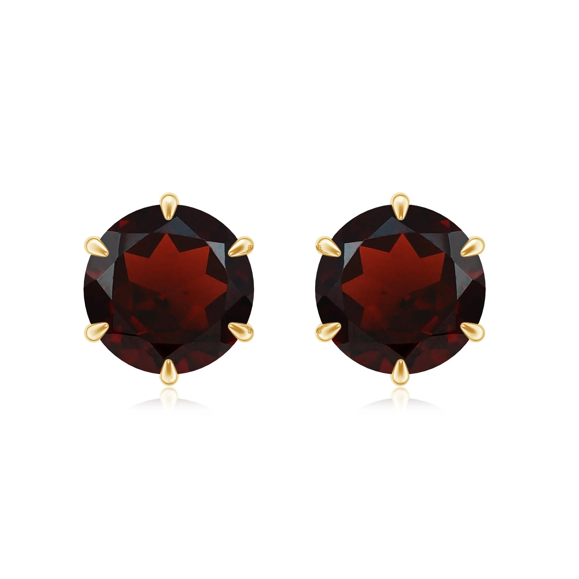 6 MM Claw Set Garnet Solitaire Stud Earrings