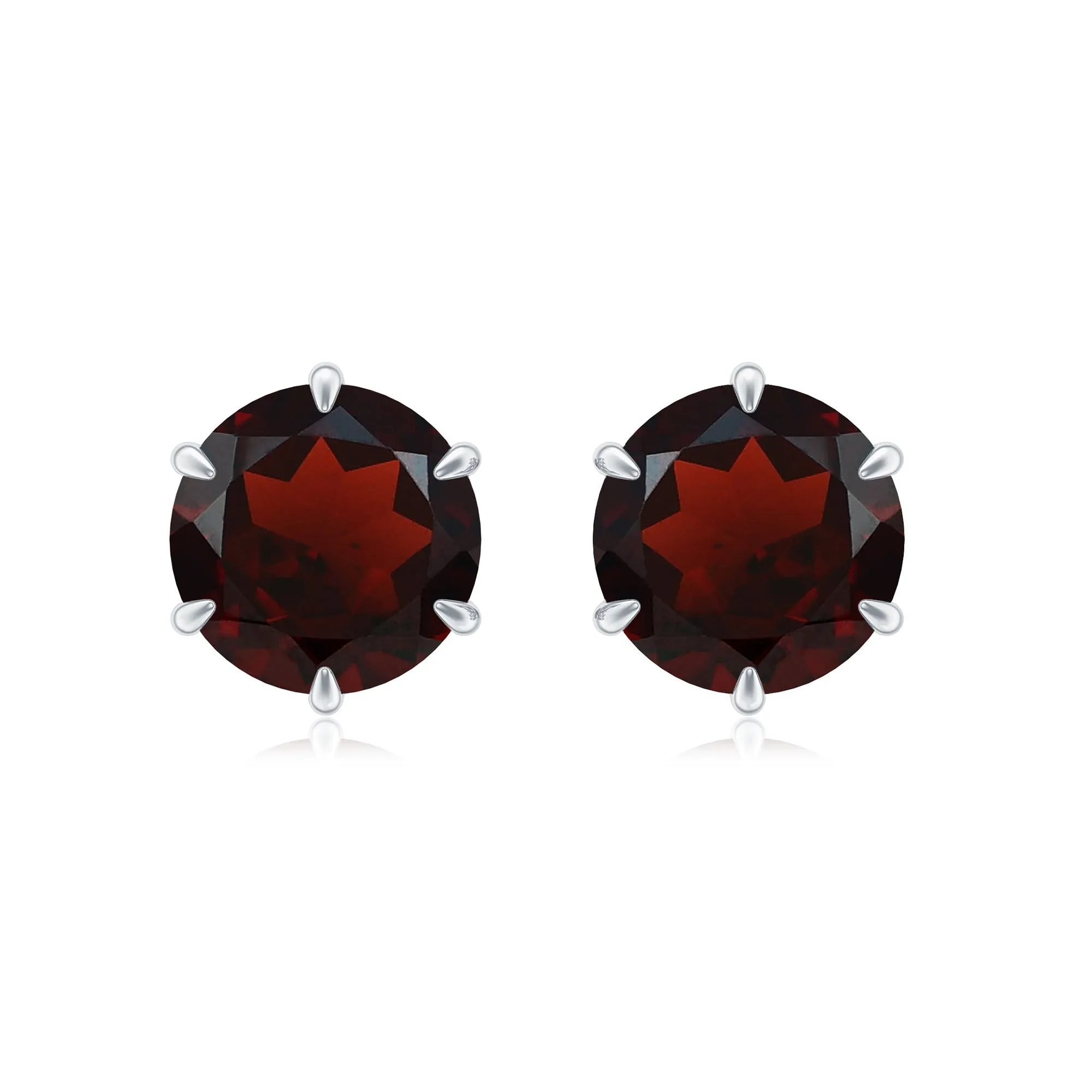 6 MM Claw Set Garnet Solitaire Stud Earrings