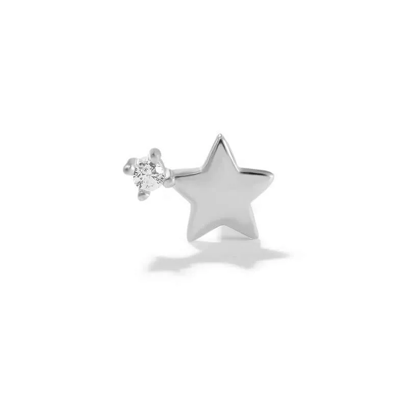 925 Sterling Silver Star Stud Flat Back Earrings