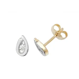 9ct Gold Zirconia Teardrop Stud Earrings ER098