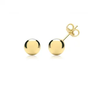 9ct  Yellow  Gold  6mm  Ball  Stud  Earrings  ES204