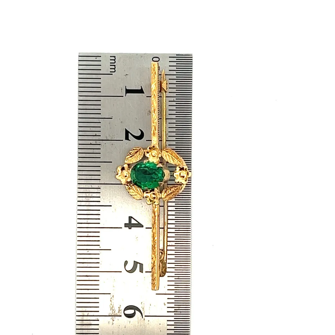 9ct Yellow Gold Single Stone Glass Brooch