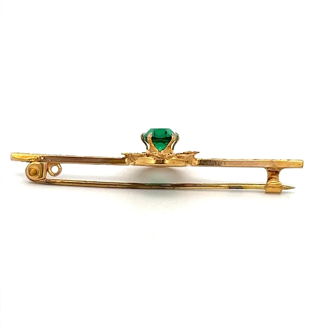 9ct Yellow Gold Single Stone Glass Brooch