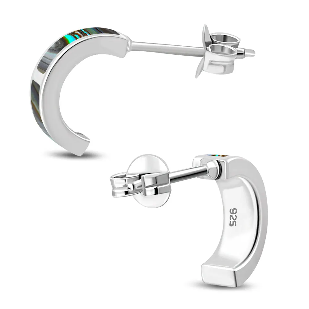 Abalone Shell Stud Silver Earrings