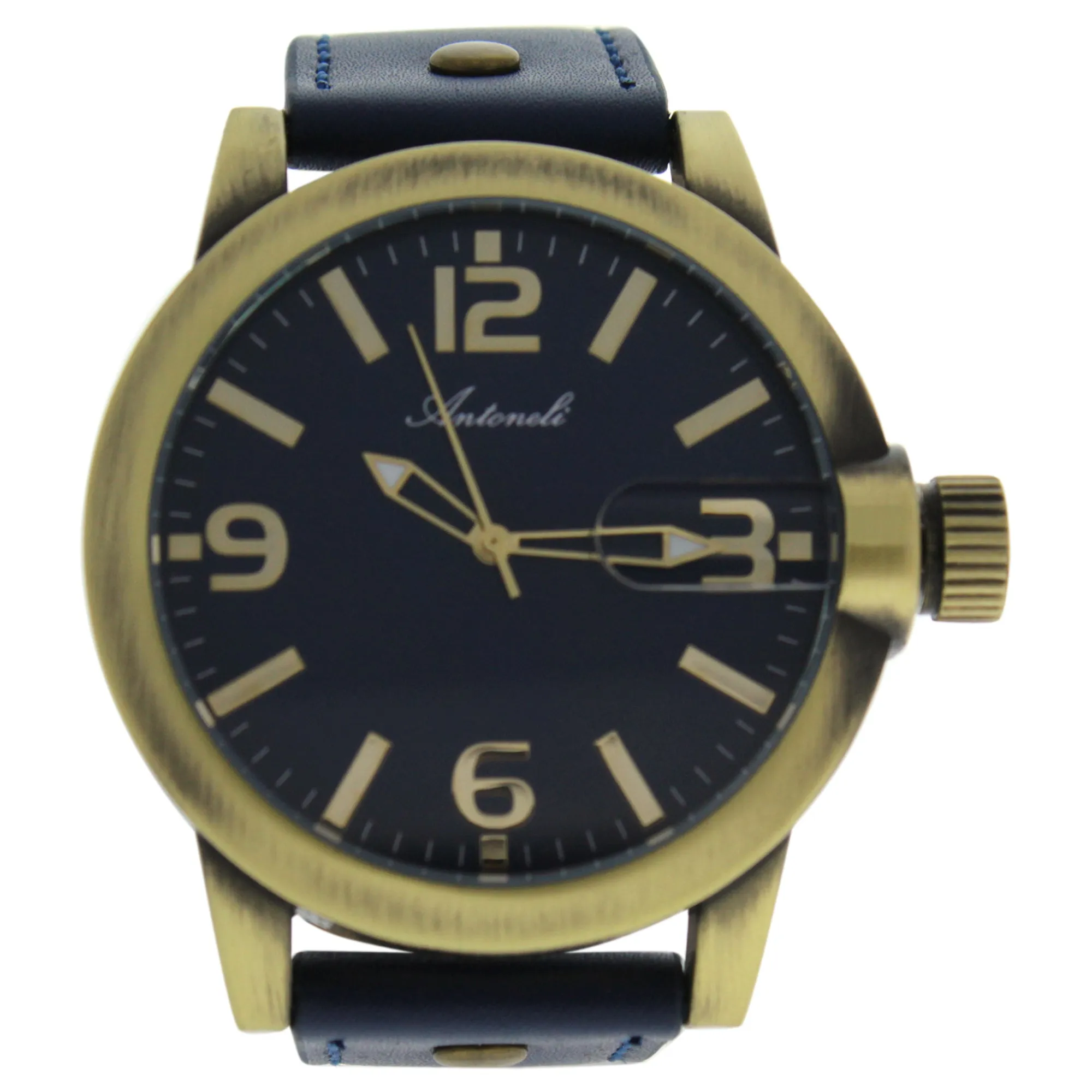 AG1901-08 Gold/Blue Leather Strap Watch