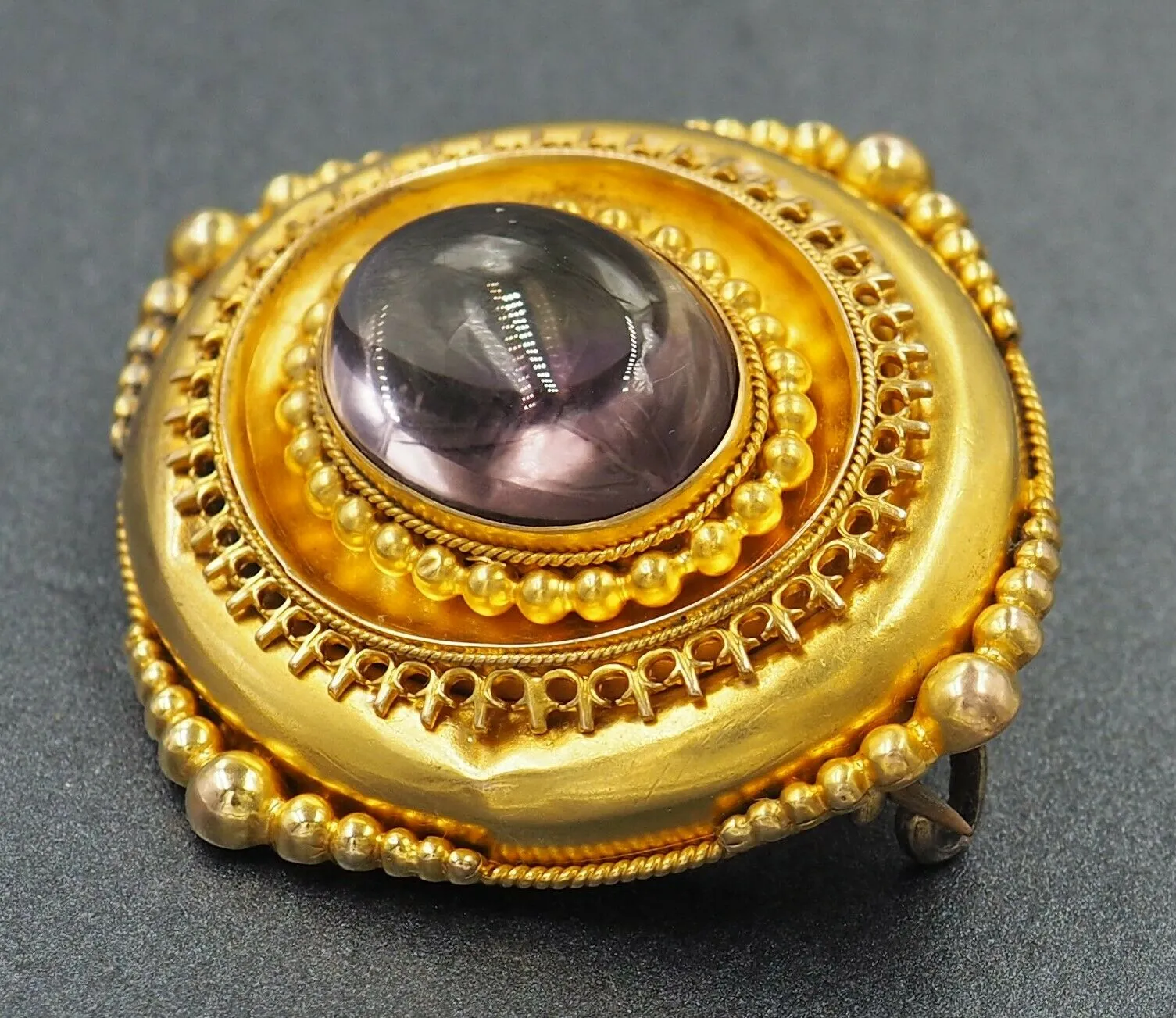 Amethyst 9ct Yellow Gold Vintage Brooch