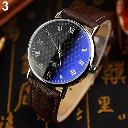 And  Couple Watches Office Men's Women's Blue Light Glass Roman Numerals Analog Quartz Wrist Watch 5LGA 6T2T