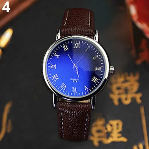 And  Couple Watches Office Men's Women's Blue Light Glass Roman Numerals Analog Quartz Wrist Watch 5LGA 6T2T