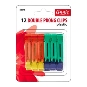 Annie Double Prong Clips 12Ct Asst Color