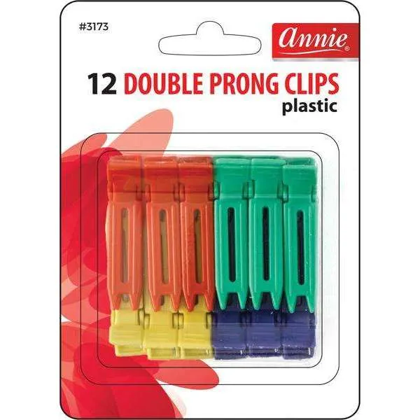 Annie Double Prong Clips 12Ct Asst Color