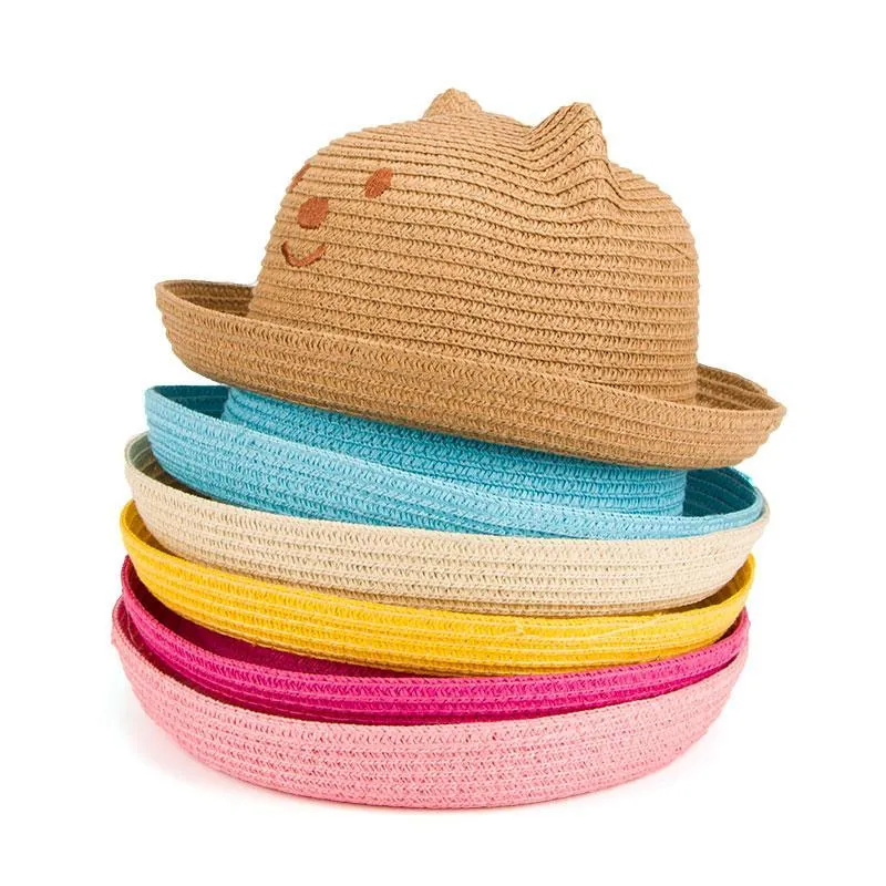 Baby Ear Decoration Lovely Children Straw Hats