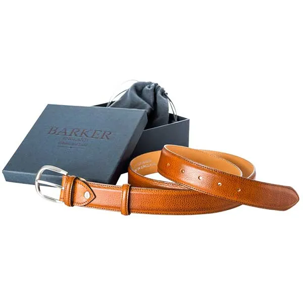 BARKER Belt - Mens Leather Plain - Cedar Grain