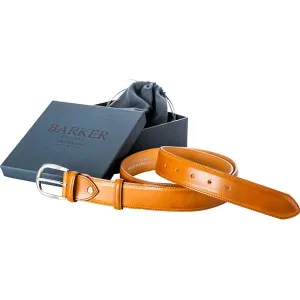 BARKER Plain Leather Belt - Mens - Cedar Calf