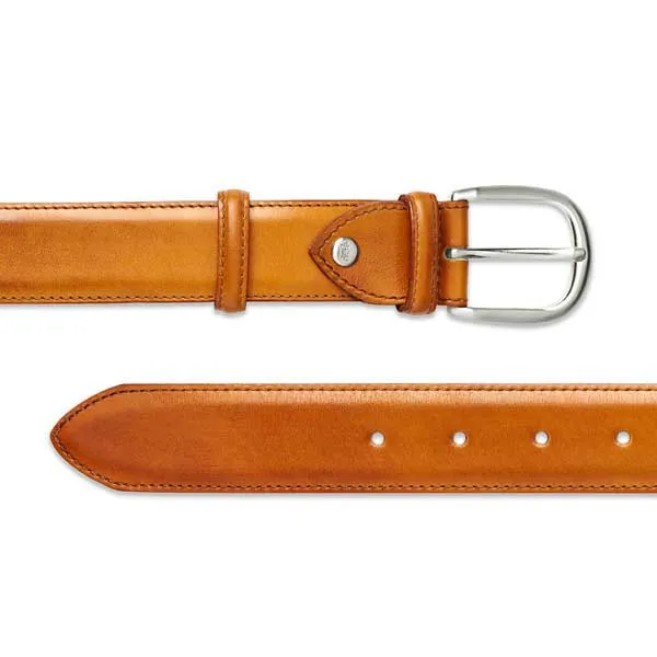 BARKER Plain Leather Belt - Mens - Cedar Calf