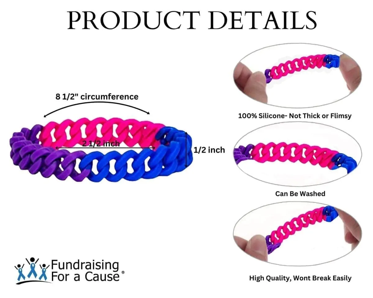 Bisexual Flag Colored Chain Silicone Bracelet Wristbands