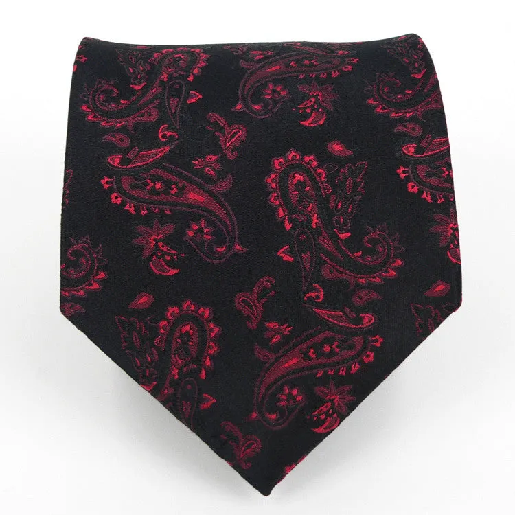 Black and Red Paisley Necktie Set JPM18660