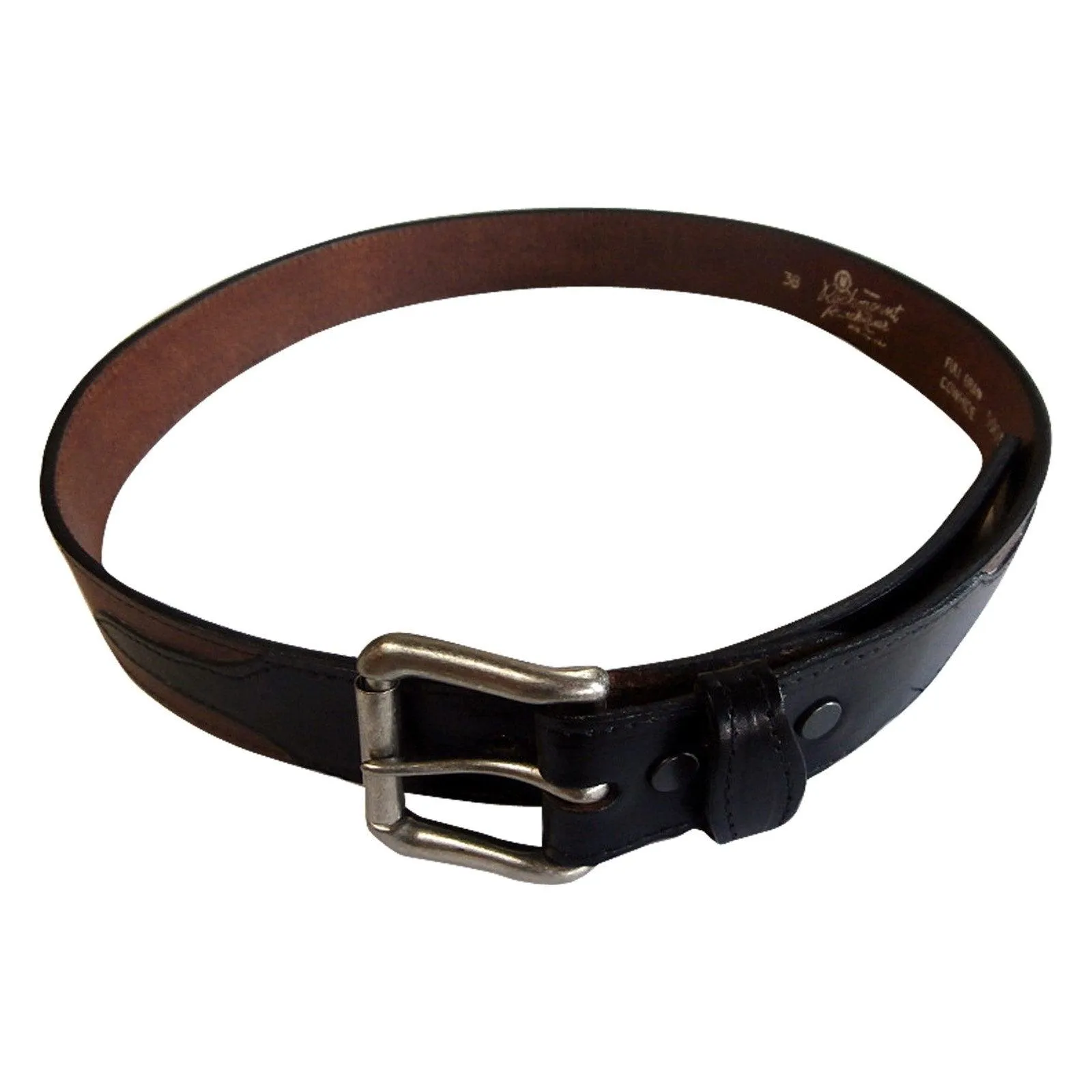 Black Genuine Leather Western Belt with Tan Billets