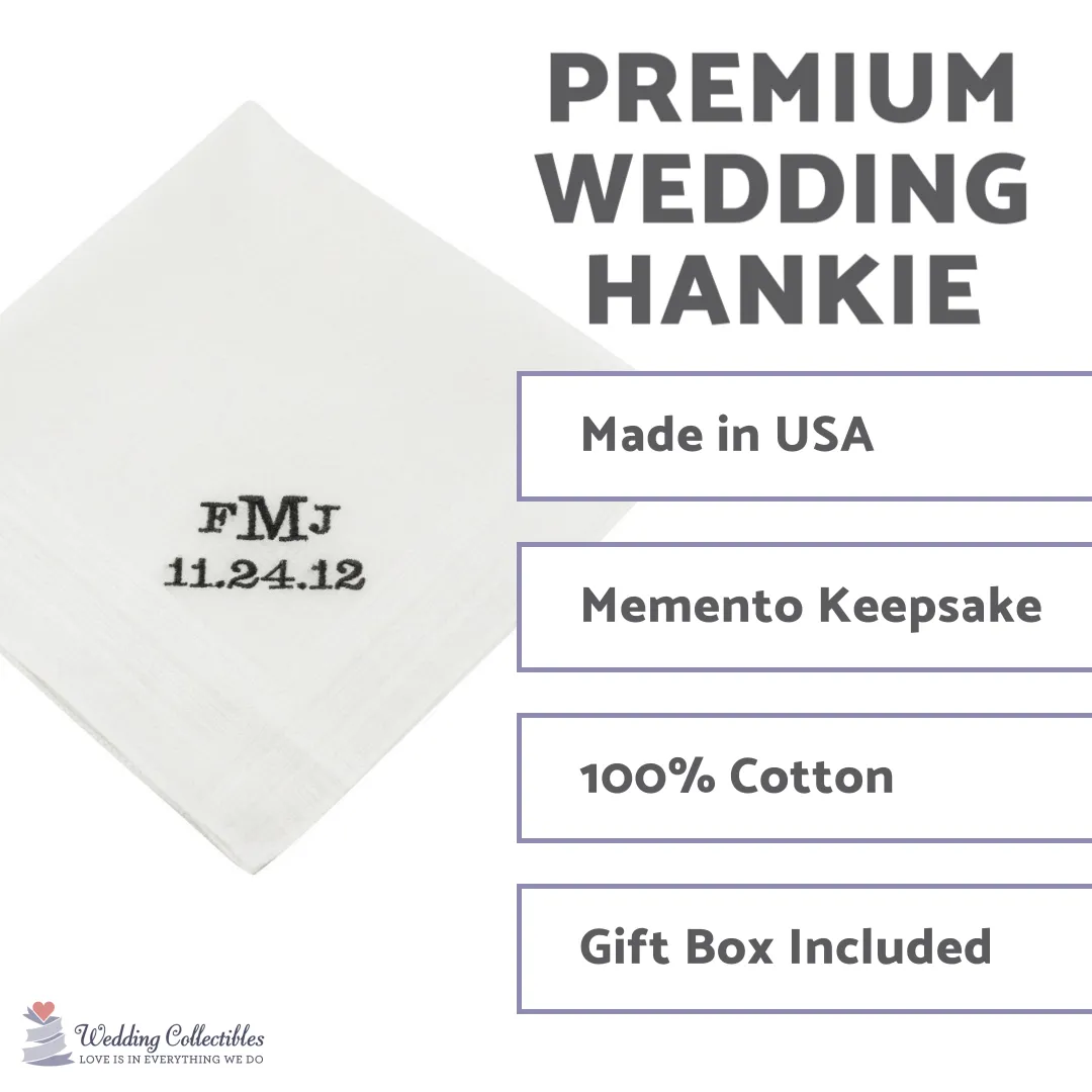 Block Monogram Groom's Wedding Handkerchief