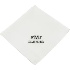 Block Monogram Groom's Wedding Handkerchief