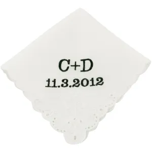 Block Monogram Wedding Handkerchief