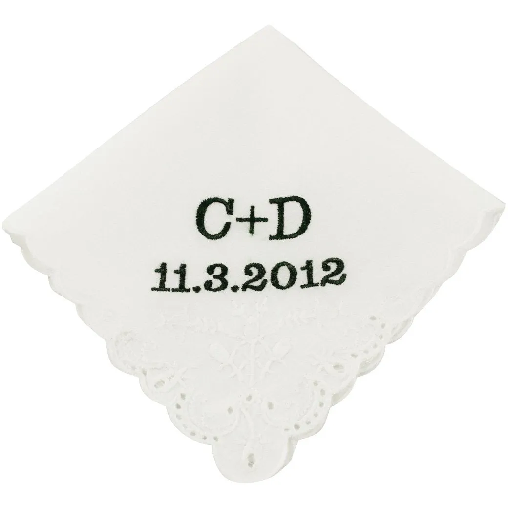 Block Monogram Wedding Handkerchief