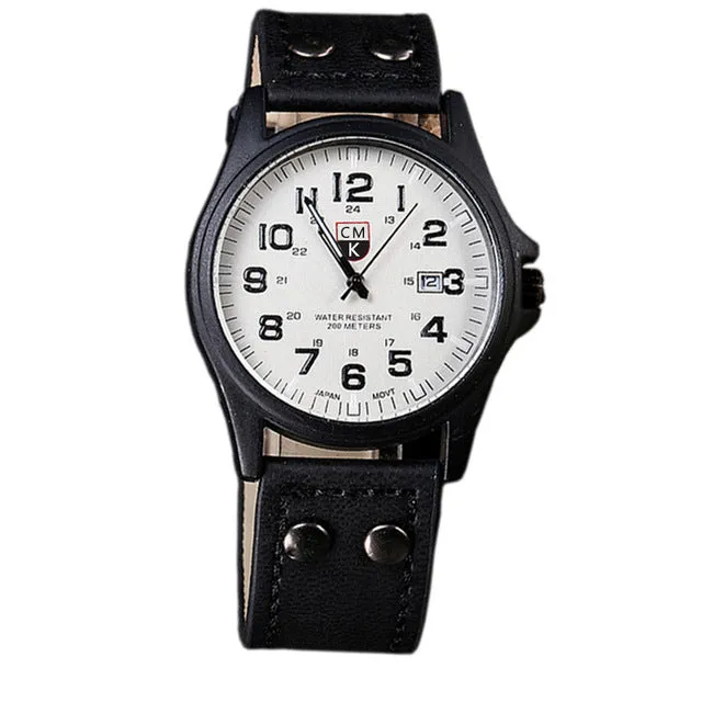 Brand men watch New mans clock Men's Date Leather Strap watches Sport Quartz Military Wristwatch relatio masculine 4 color