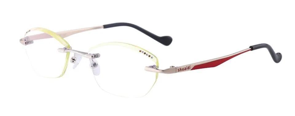 Brightzone Women's Rimless Alloy Square Diamond Cut Reading Glasses P441