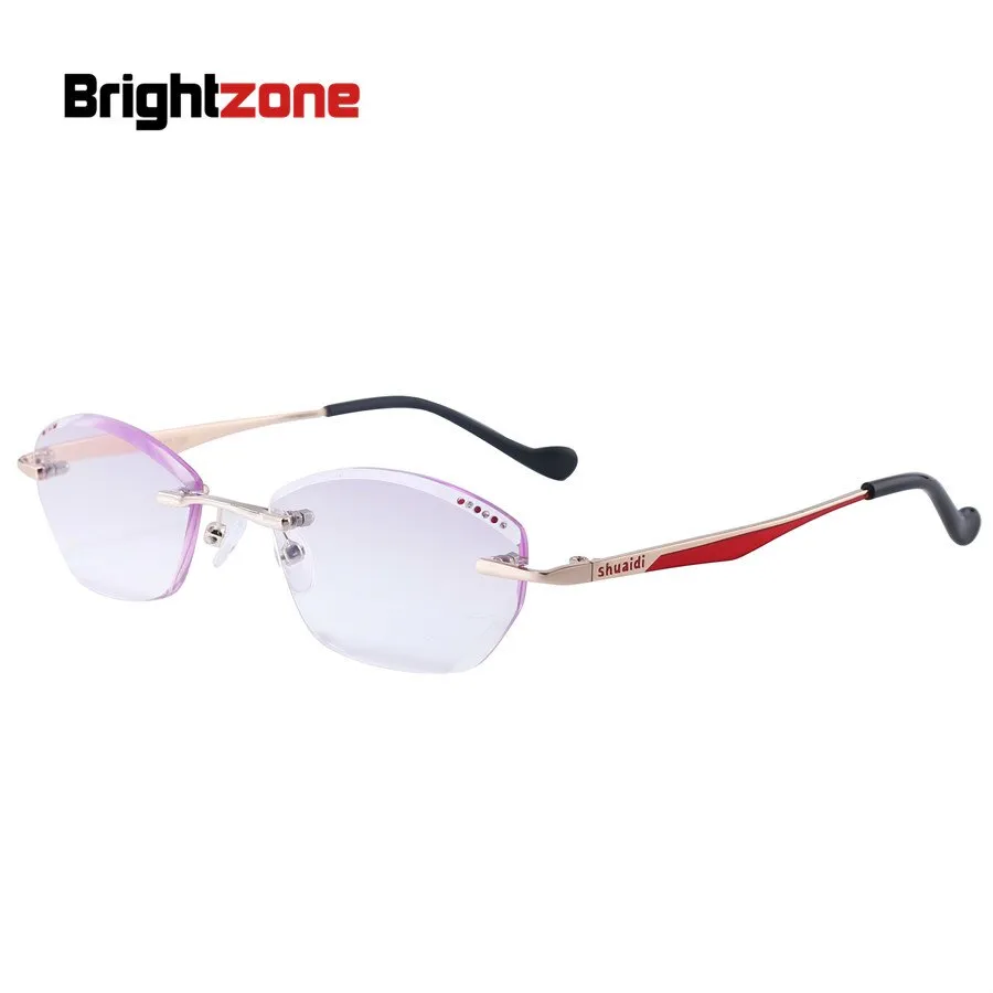 Brightzone Women's Rimless Alloy Square Diamond Cut Reading Glasses P441